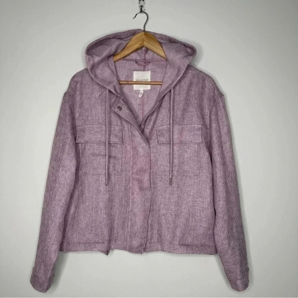 Avec Les Filles x Anthropologie Hooded Jacket Woven Lilac Purple Shacket - Picture 7 of 8
